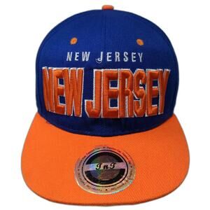 T&T Snapback Blue Orange One Size Hat New Jersey 3D Embroidery Under Brim Logo